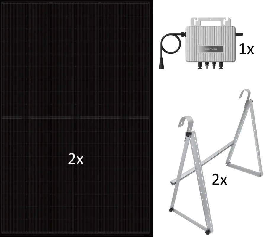 Balkonkraftwerk 900 Watt Komplettset mit Unterkonstruktion und Microwechselrichter